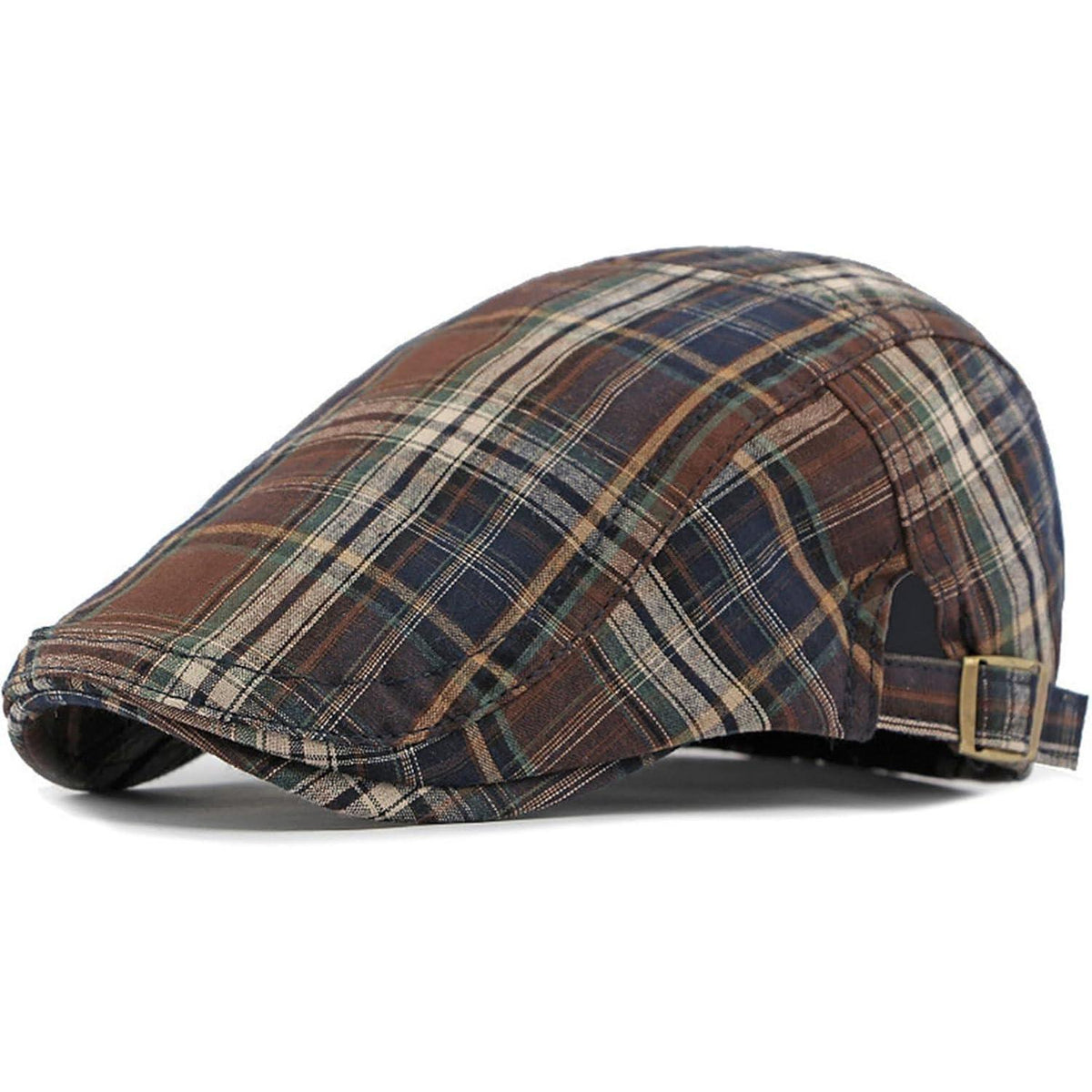 Karierte Schiebermütze Herren Damen Sommer Flatcap Vintage