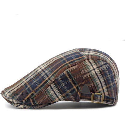 Karierte Schiebermütze Herren Damen Sommer Flatcap Vintage