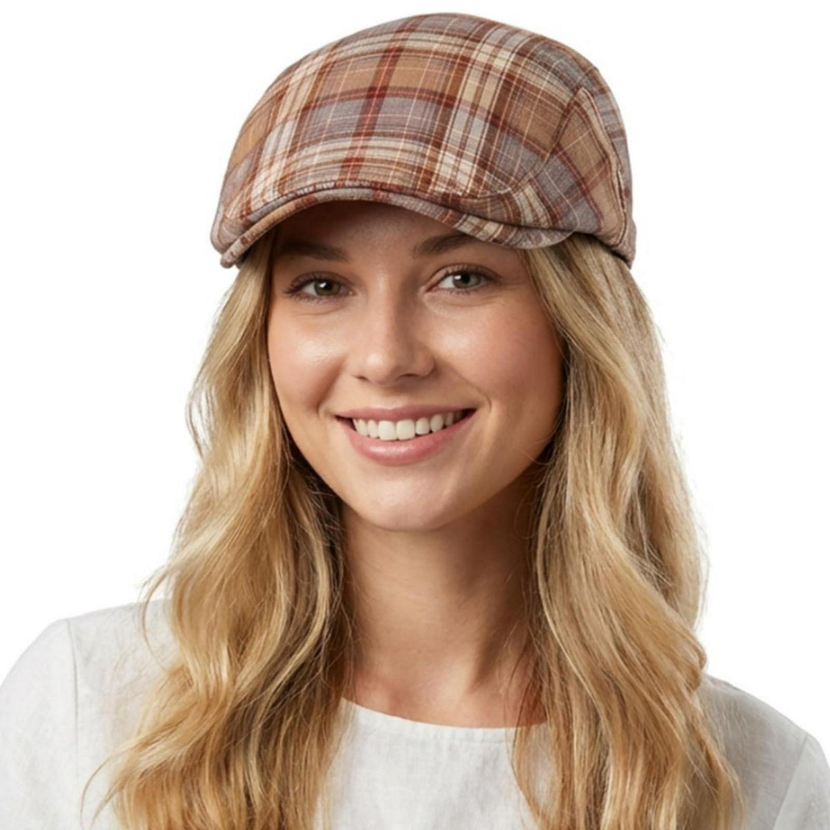 Karierte Schiebermütze Herren Damen Sommer Flatcap Vintage