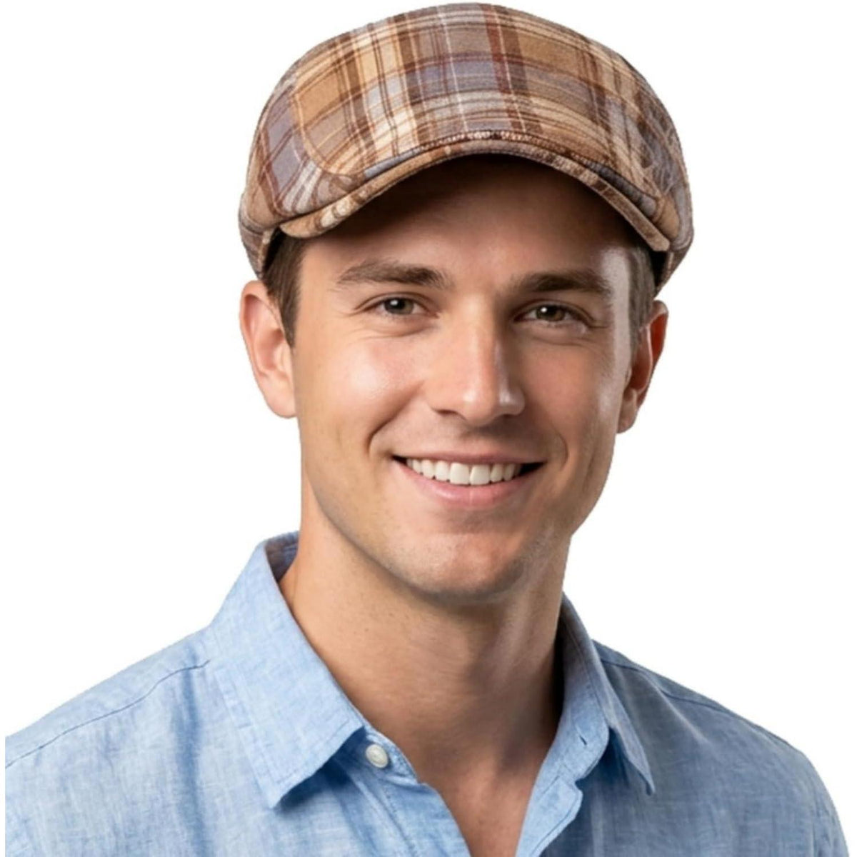 Karierte Schiebermütze Herren Damen Sommer Flatcap Vintage