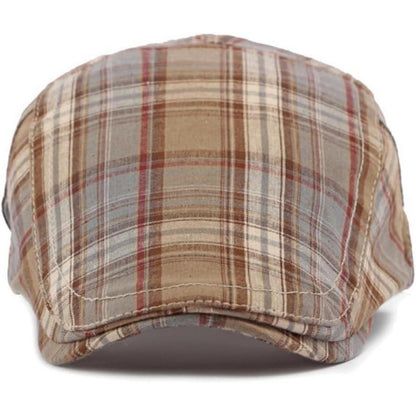 Karierte Schiebermütze Herren Damen Sommer Flatcap Vintage