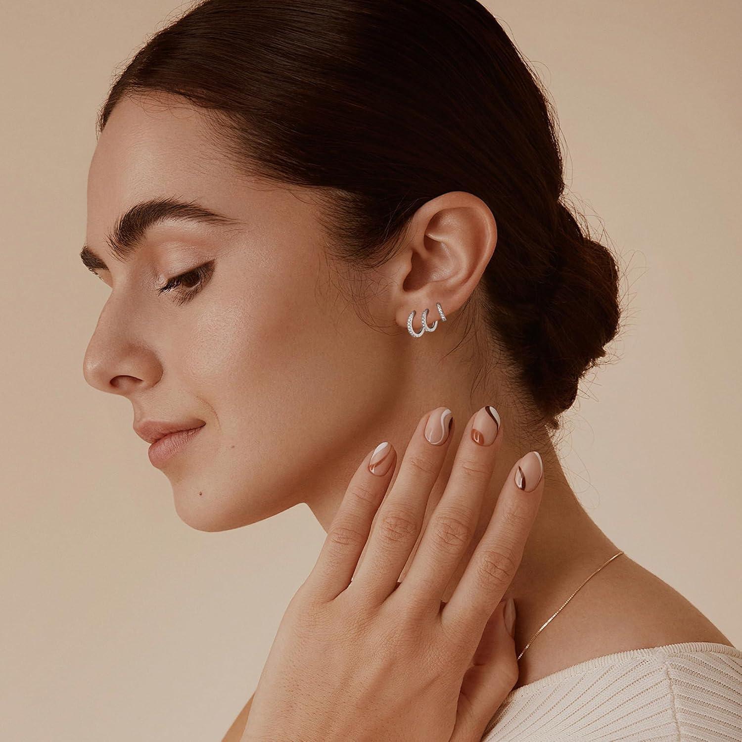 FUNEIA 3 Paar Creolen Silber 925 Gold Damen Ohrringe Set 14K Vergoldet Mini Ohrringe Piercings Schmuck
