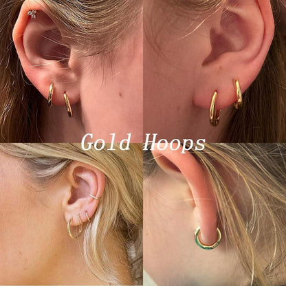 3 Paar FUNEIA Creolen Silber 925 Gold Damen Ohrringe Set 14K Vergoldet Mini
