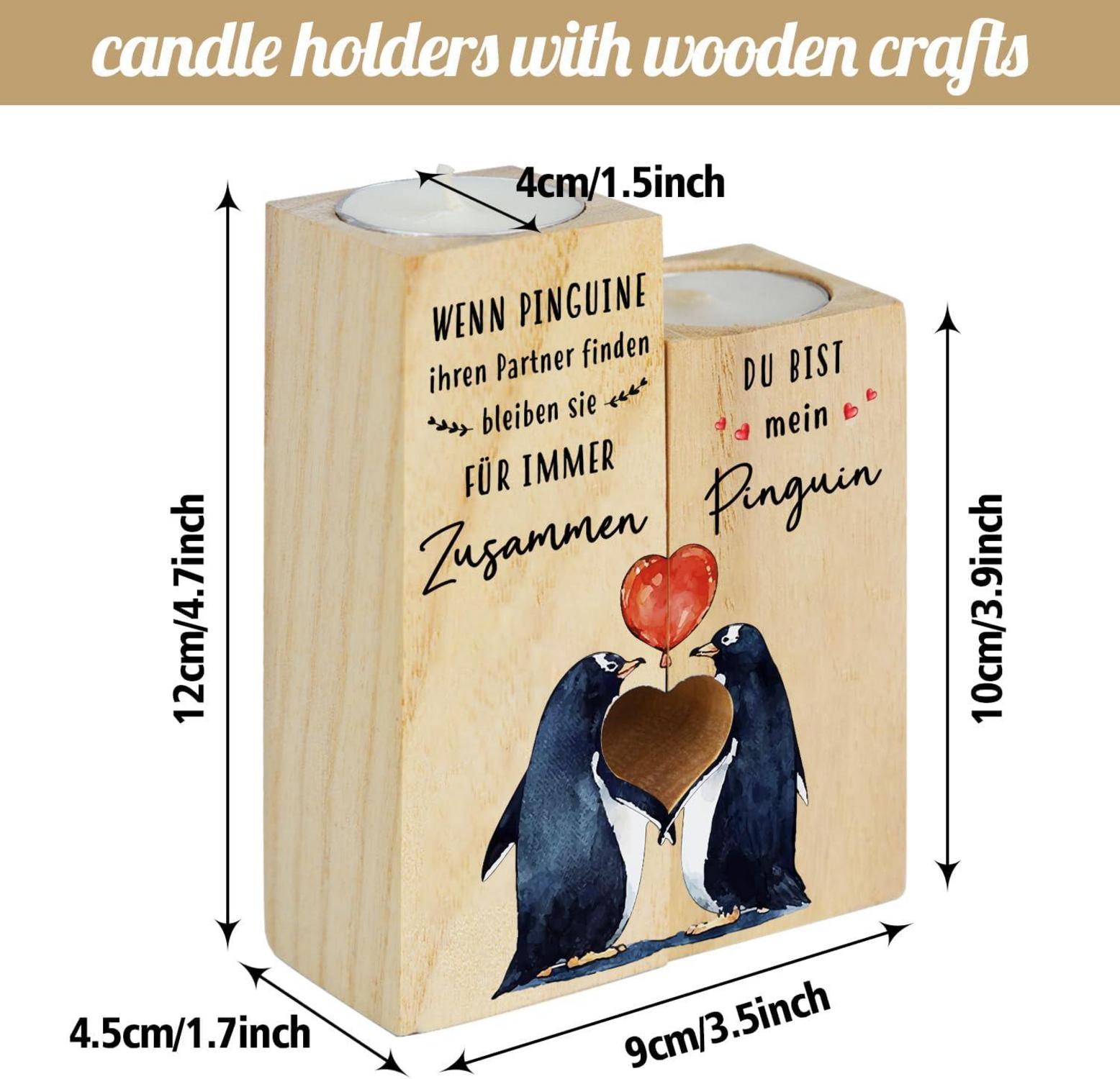 Holz Kerzenhalter Jahrestag Geschenk für Sie Ihn - 2 Kerzen inklusive
