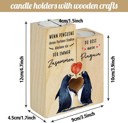 Holz Kerzenhalter Jahrestag Geschenk für Sie Ihn - 2 Kerzen inklusive