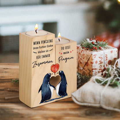 Jahrestagsgeschenk Kerzenständer Holz Liebesgeschenk mit Gravur