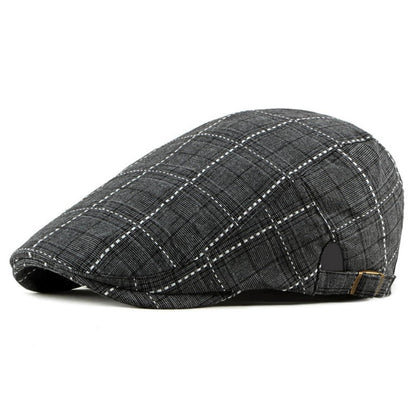 Karierte Schiebermütze Herren Damen Vintage Flatcap Newsboy Cap