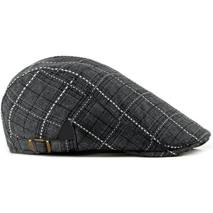 Karierte Schiebermütze Herren Damen Vintage Flatcap Newsboy Cap