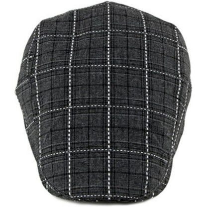 Karierte Schiebermütze Herren Damen Vintage Flatcap Newsboy Cap