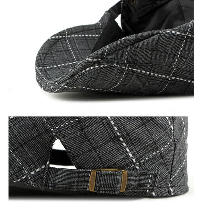 Karierte Schiebermütze Herren Damen Vintage Flatcap Newsboy Cap