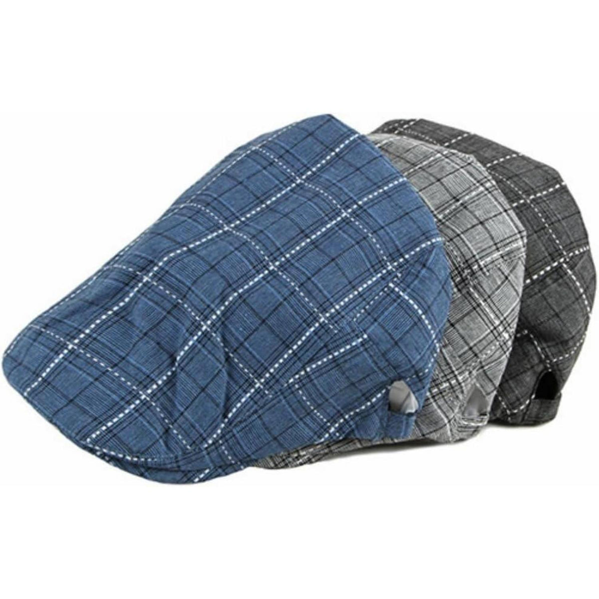 Karierte Schiebermütze Herren Damen Vintage Flatcap Newsboy Cap