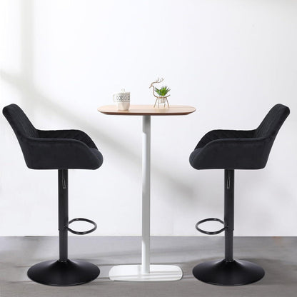 ralex Barhocker Set 3er – Höhenverstellbar, Samt, Schwarz