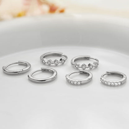 FUNEIA 3 Paar Creolen Silber 925 Gold Ohrringe Set 14K Vergoldet