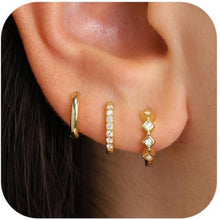 Creolen Ohrringe Set Wasserdicht Mini Gold Silber 925 14K Gold-plated