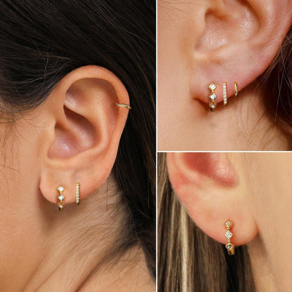 ELEGANTE FUNEIA Creolen Set Silber 925/Gold Damen Ohrringe 14K Vergoldet