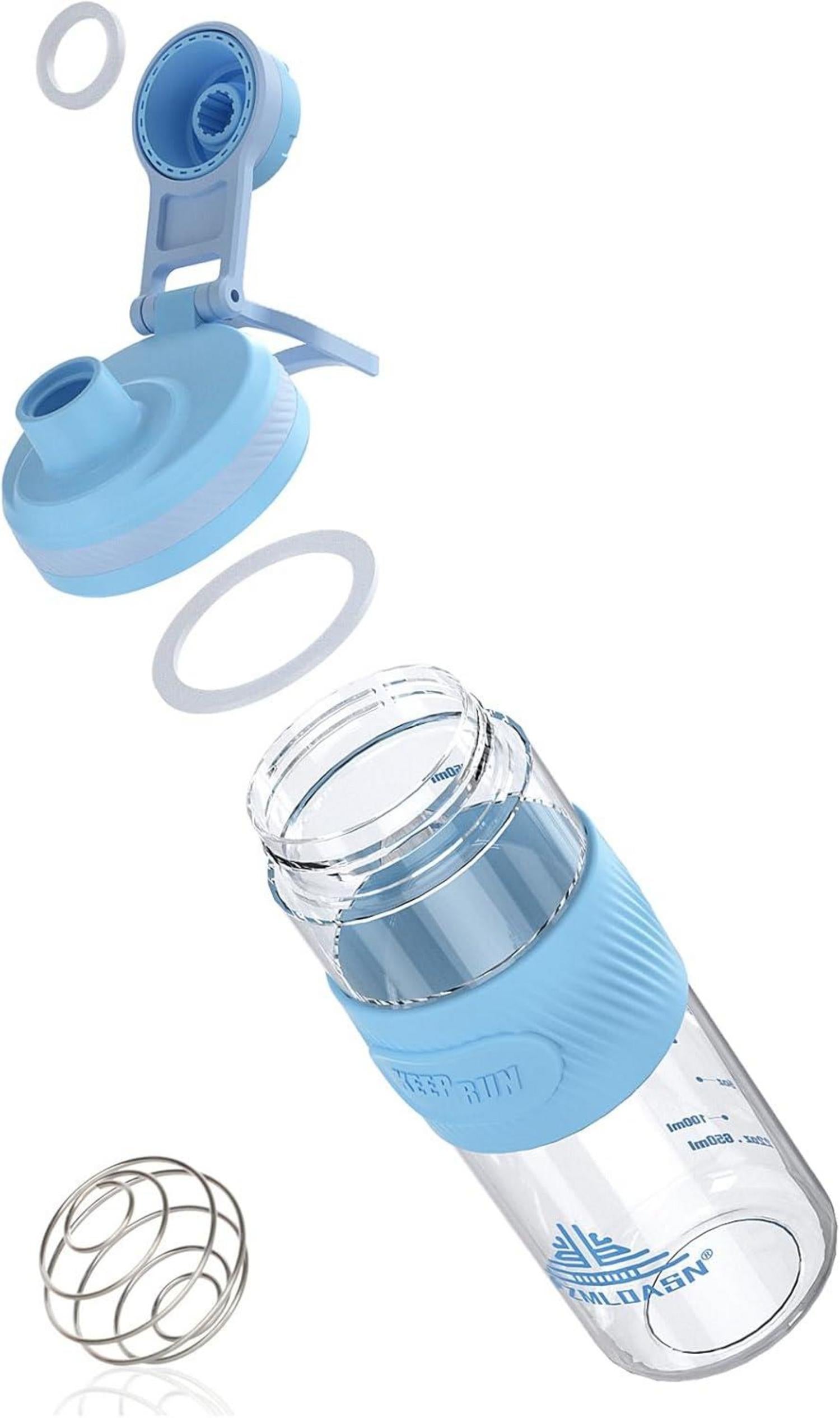 Protein Shaker 650ml Auslaufsicher und BPA-frei Blau