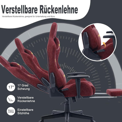 Ergonomischer Gaming Stuhl Vintage-PU-Leder Burgunderrot