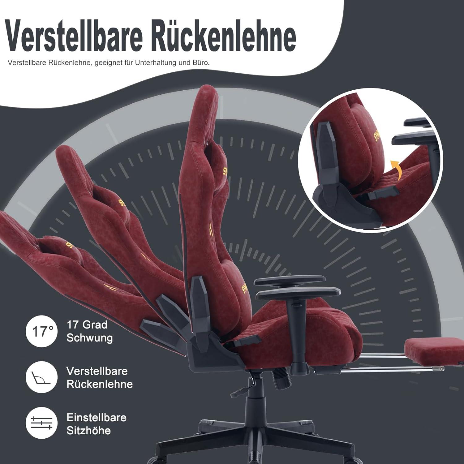 Gaming Stuhl Vintage-PU-Leder Ergonomisch Verstellbar mit Fußstütze