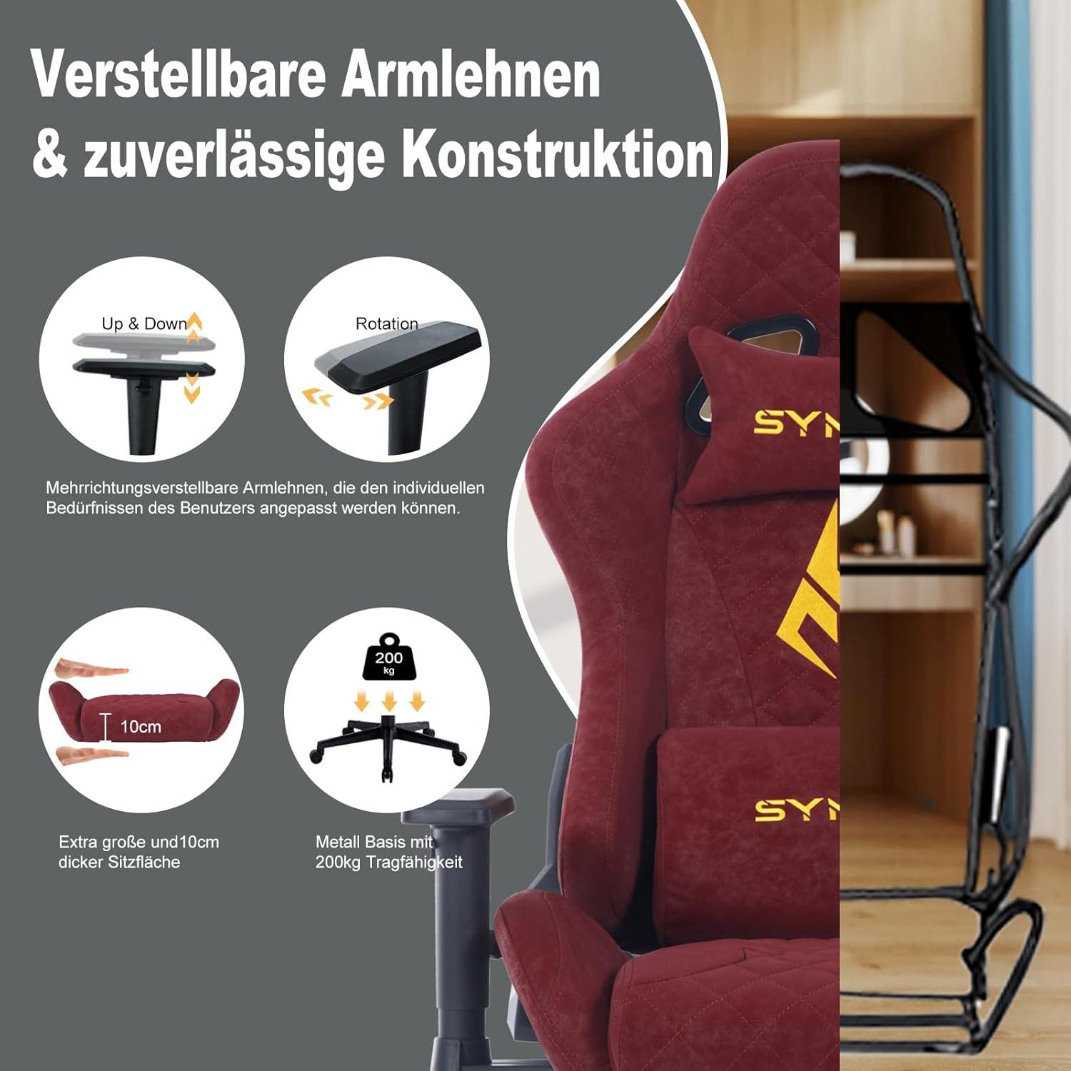 Gaming Stuhl Vintage-PU-Leder Burgunderrot Verstellbar mit Fußstütze