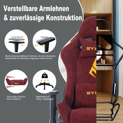 Gaming Stuhl Vintage-PU-Leder Burgunderrot Verstellbar mit Fußstütze