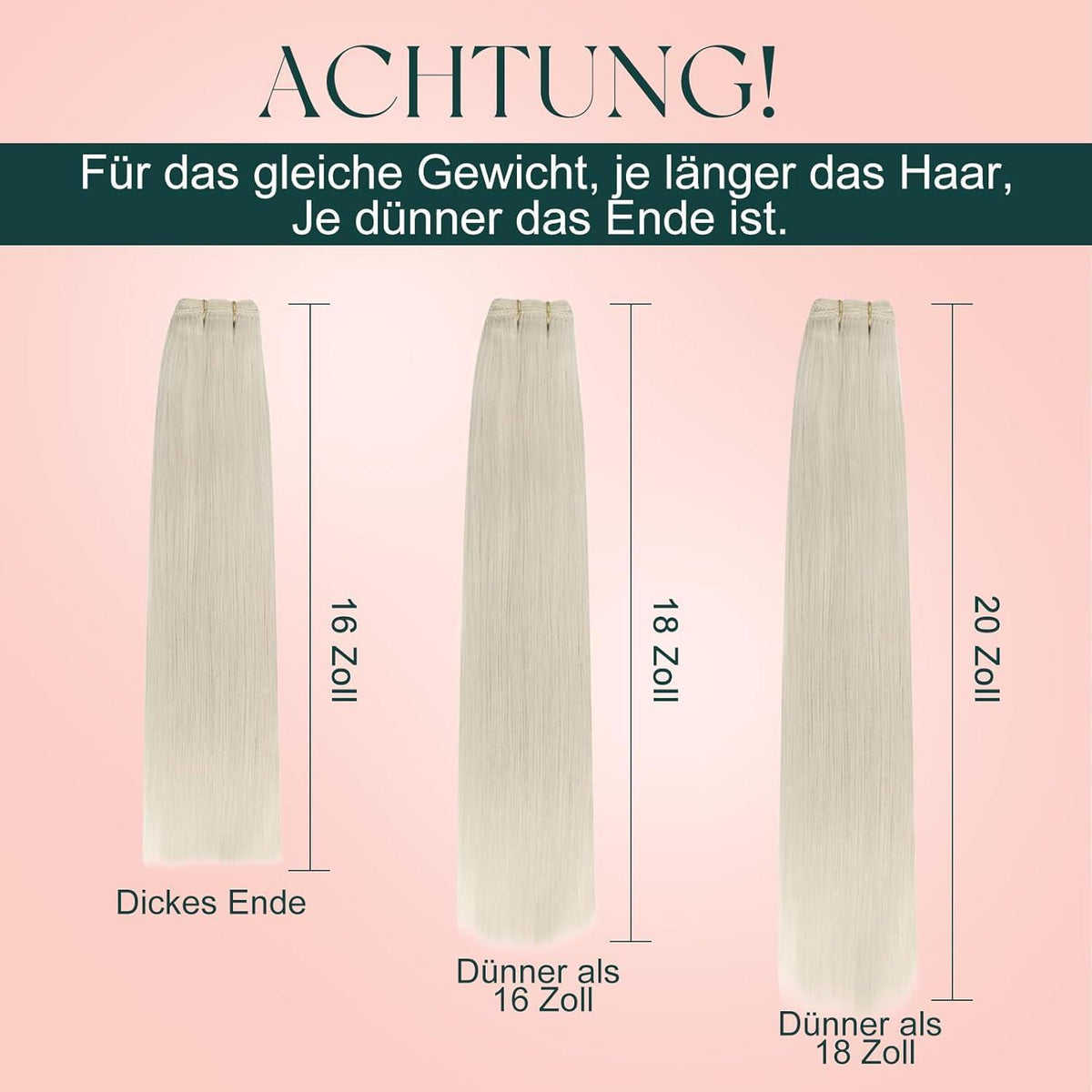 Echthaar Tressen Weißblond 40cm – Natürliche Haarverlängerung