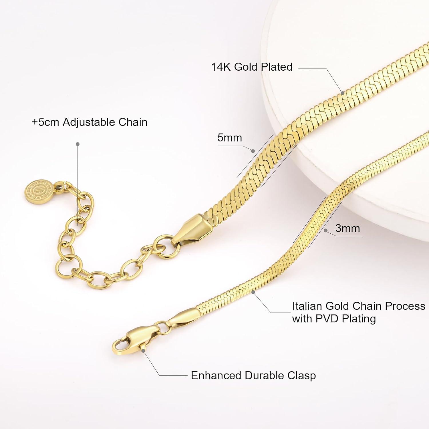 Schlangenkette Edelstahl Flache Franco Kette Silber Gold