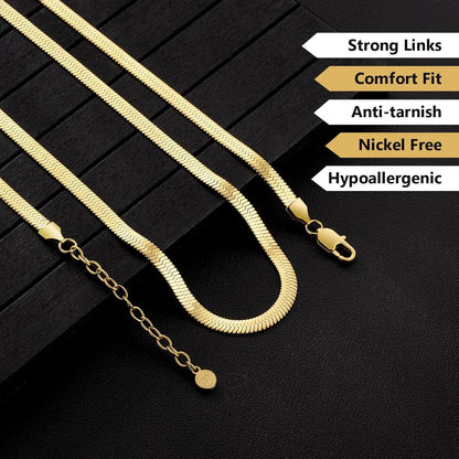 KRKC&CO Damen Schlangenkette 5mm Edelstahl Gold Silber 46cm-51cm verstellbar