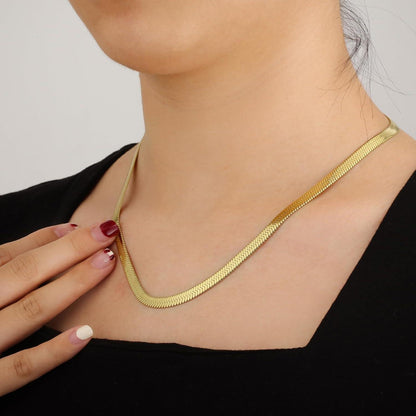 Damen Schlangenkette Flache Franco Kette Edelstahl Gold Silber 41-51cm