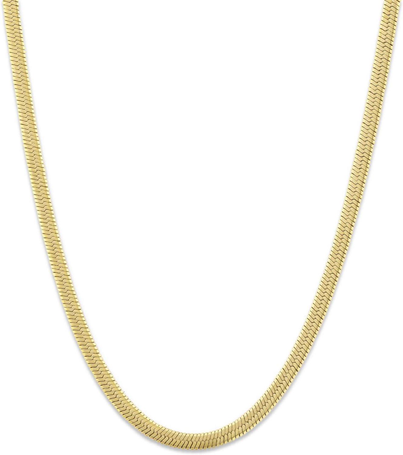 KRKC&CO Damen Schlangenkette 5mm Edelstahl Gold Silber 46cm-51cm verstellbar