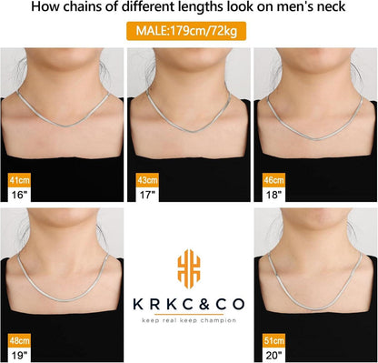 KRKC Damen Schlangenkette Edelstahl Silber Gold 3mm/5mm Franco Kette