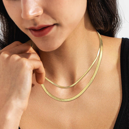 Damen Schlangenkette Edelstahl Gold Halsband 41-51cm Weihnachten