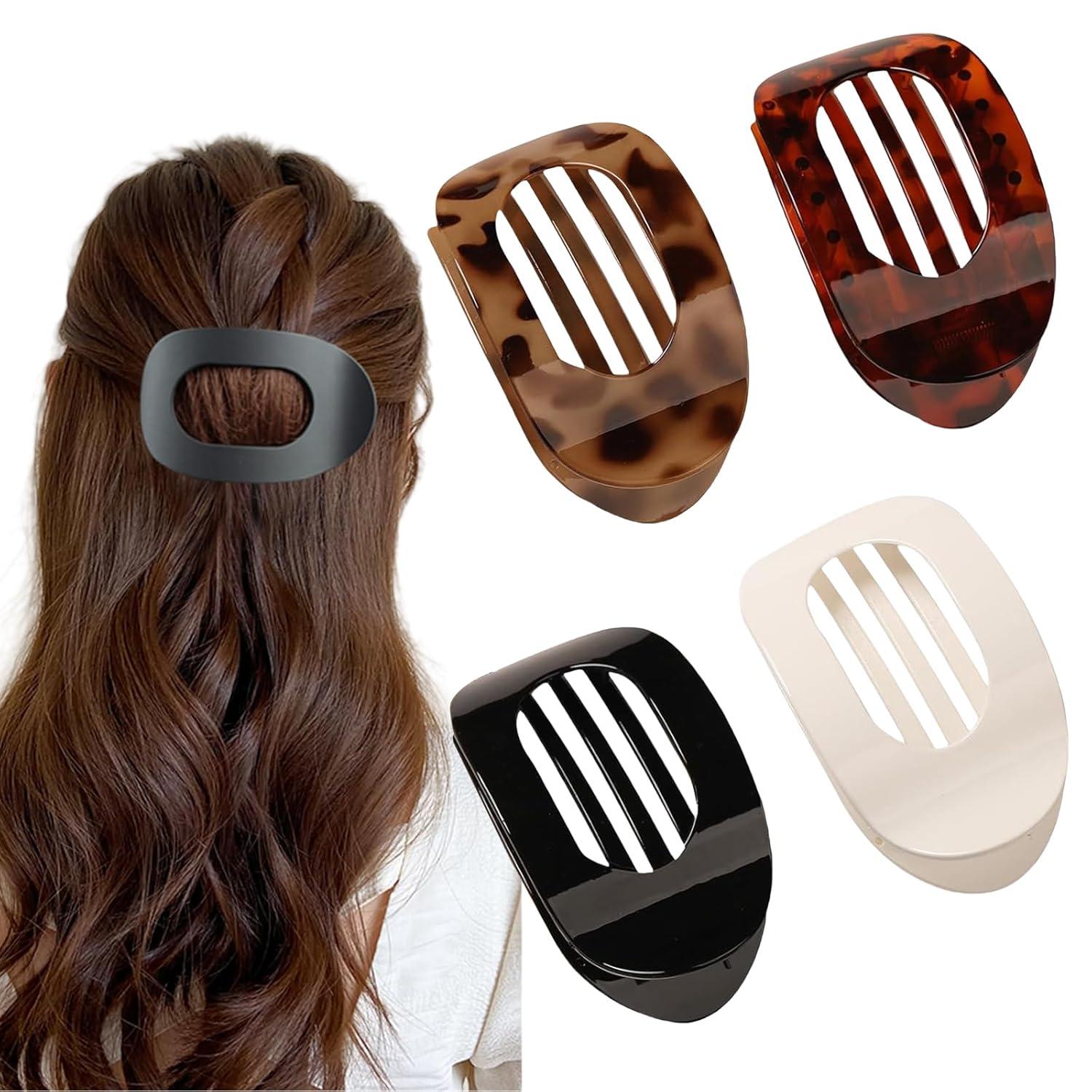 Flache Haarklammern 4 Stück - Damen - Starker Halt - Seitenklammern