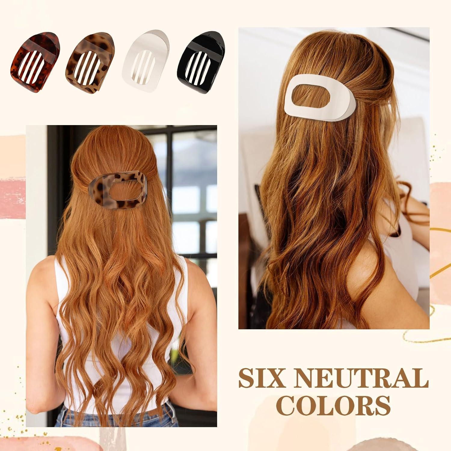 4er Pack Flache Haarklammern Damen - Haarspangen Set Yeomju Schwarz Weiß Rot