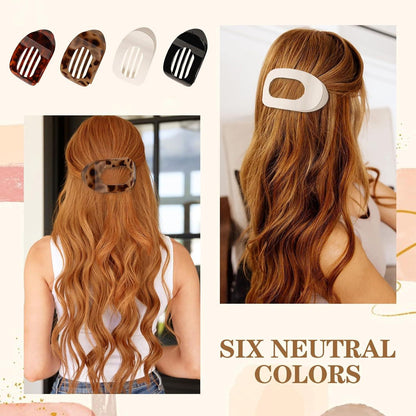 4er Pack Flache Haarklammern Damen - Haarspangen Set Yeomju Schwarz Weiß Rot