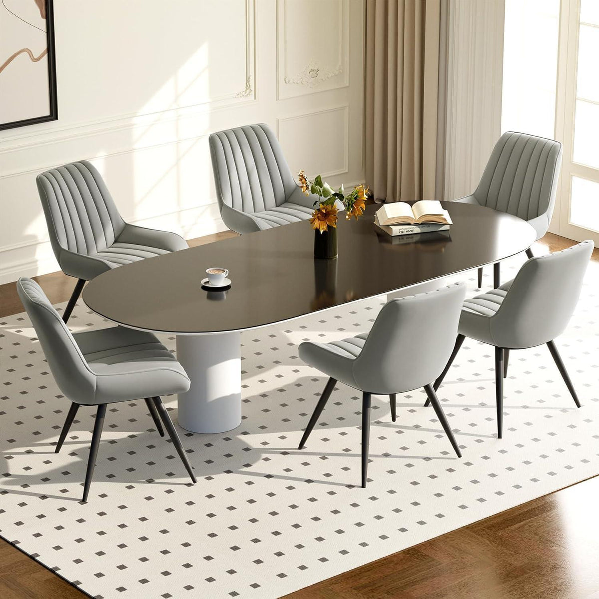 Esszimmerstühle 2er Set Grau | Polsterstühle mit Sitzkissen