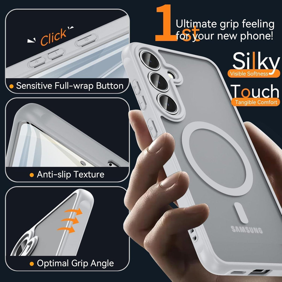 Magnetische Schutzhülle für Samsung Galaxy S25 Plus, Matt, MagSafe, Grau