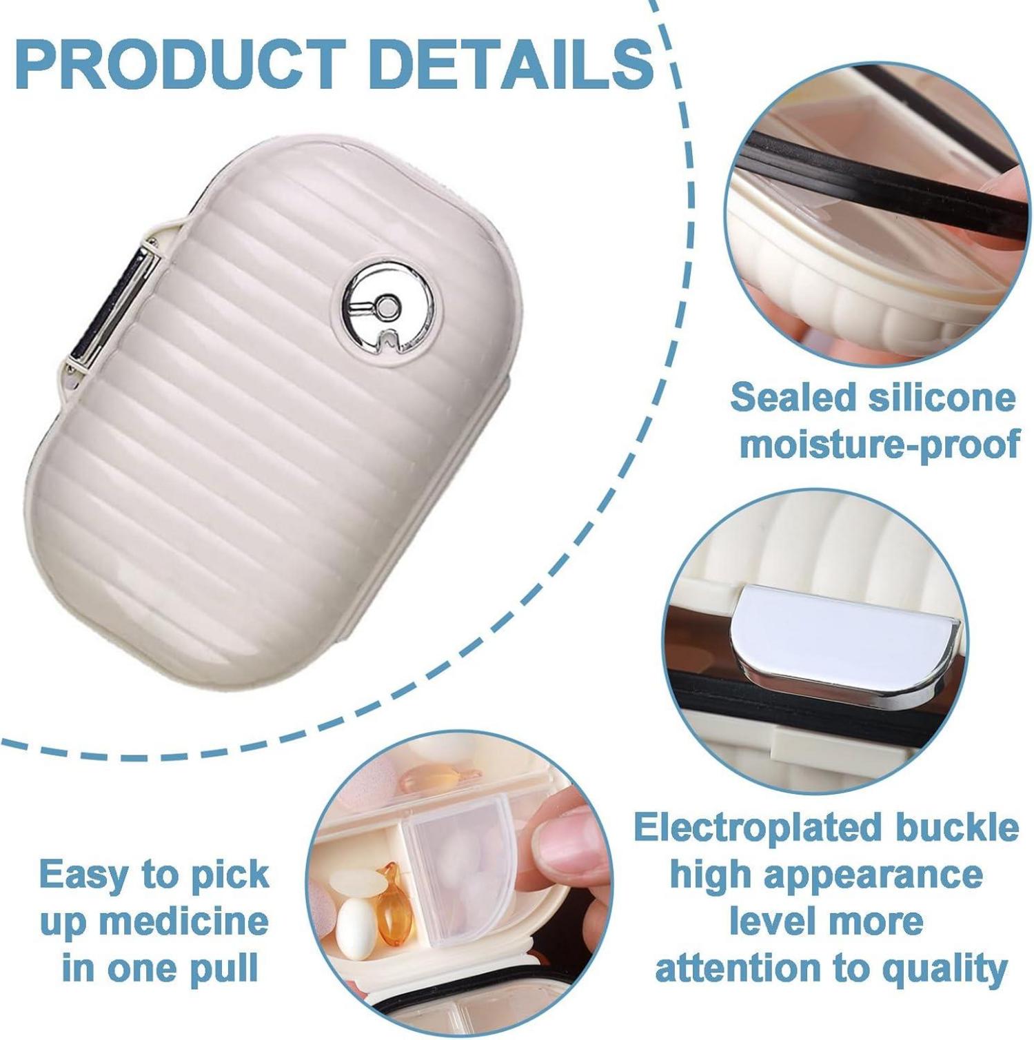 Pillendose Tablettenbox Organizer mit 7 Fächern für unterwegs und