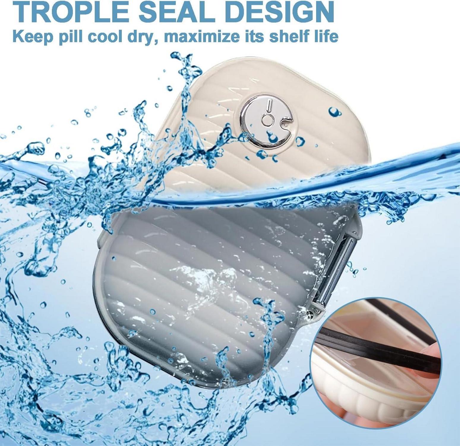 Tragbare Pillendose mit 7 Fächern für Unterwegs und Reise - Beige