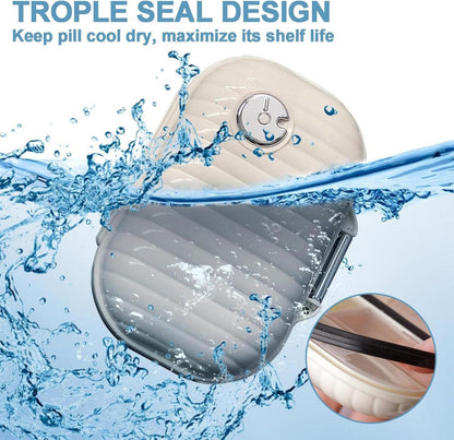 Tragbare Pillendose mit 7 Fächern für Unterwegs und Reise - Beige