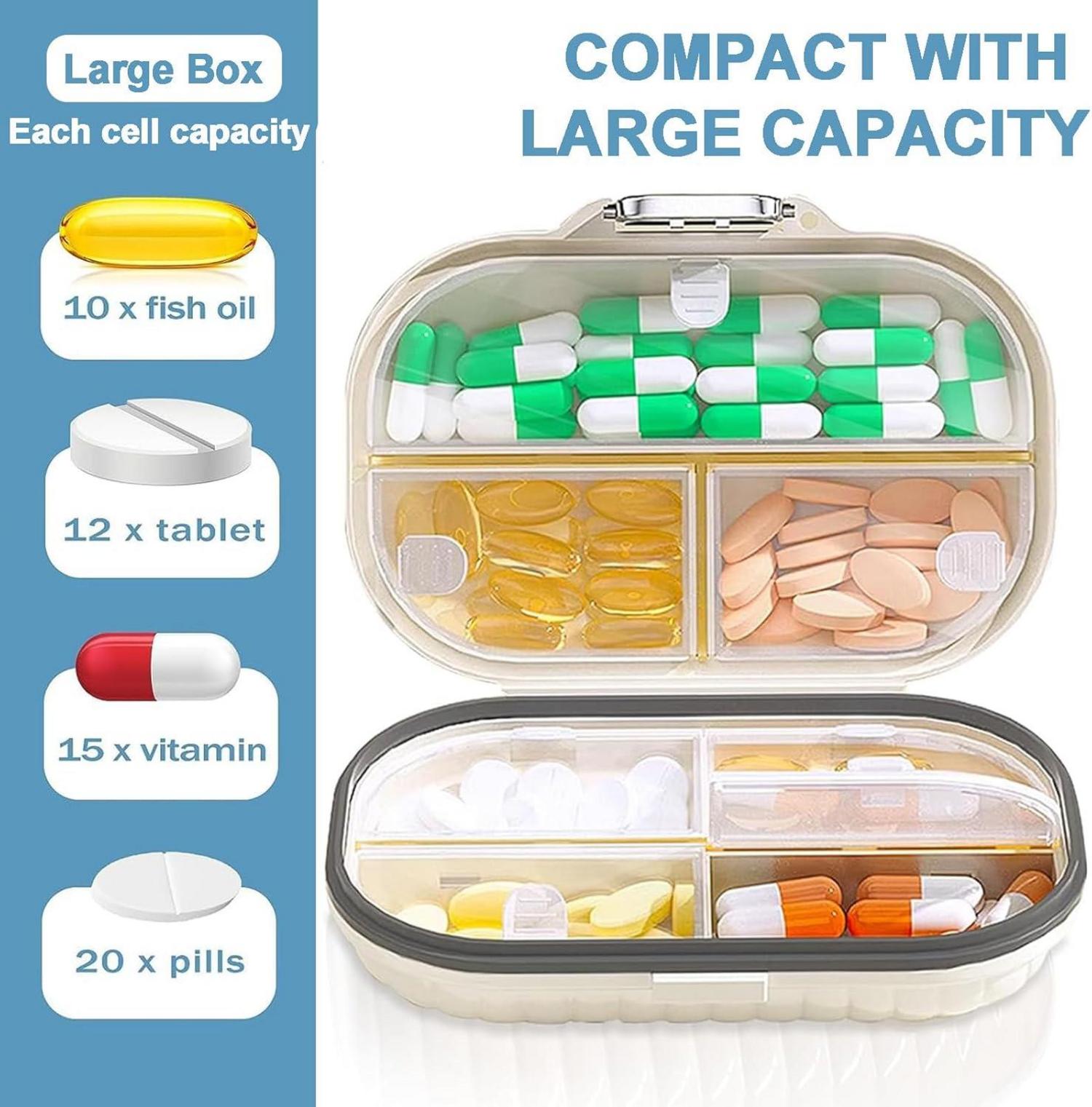 7 Tage Pillendose Tabletten Organizer Tragbar Faltbar Reise Beige