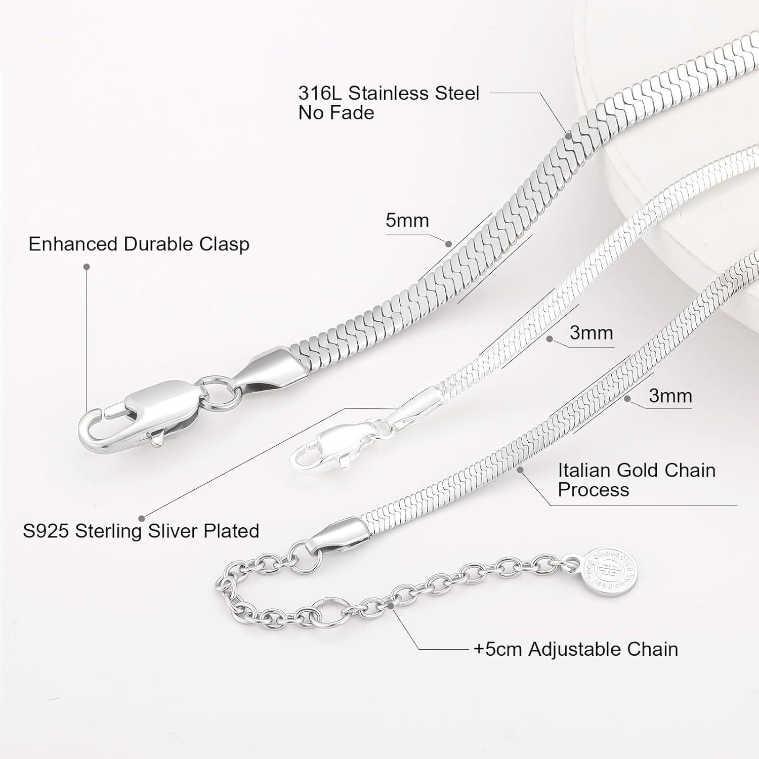 Schlangenkette Edelstahl Flache Franco Kette Silber Gold 3mm