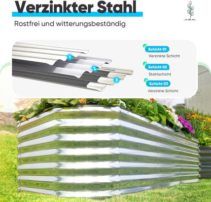 Quictent Hochbeet Metall Pflanzkasten 201x107x62cm Silber