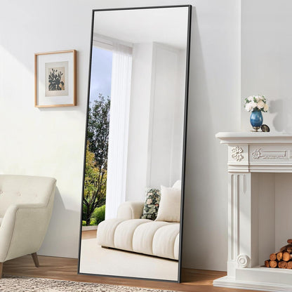 Ganzkörperspiegel 179x65cm Standspiegel mit schwarzem Aluminiumrahmen
