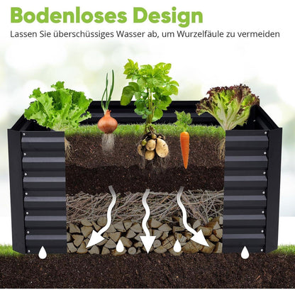 Quictent Hochbeet Pflanzkasten 180x90x56cm Metall Grau