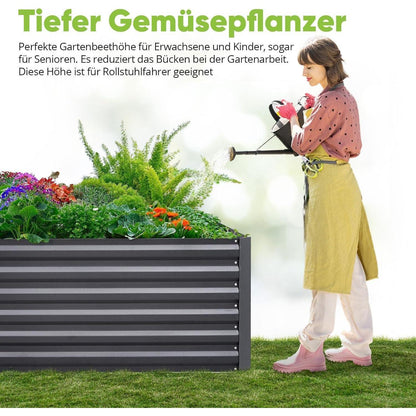 Quictent Hochbeet Metall 180x90x30cm, Frühbeet Pflanzkübel