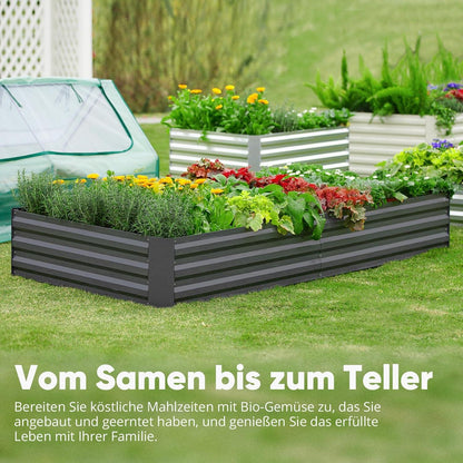 Hochbeet Metall Pflanzbeet 180x90x30cm Tomatenkäfig Grau