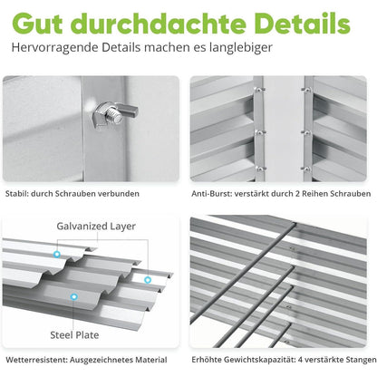 Hochbeet aus Metall 180x90x56cm Kräuterbeet Tomatenkäfigen