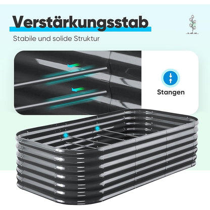 Hochbeet Metall 201x107cm Grau, Extra Groß & Tief
