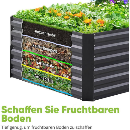 Quictent Hochbeet Metall 244x122x56cm Wetterfest Gemüsebeet