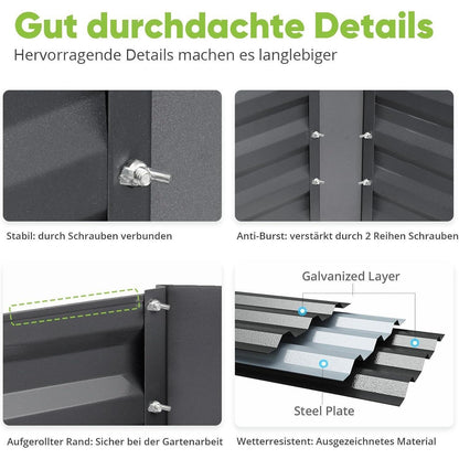 Quictent Hochbeet Metall 244x122x56cm Wetterfest Gemüsebeet